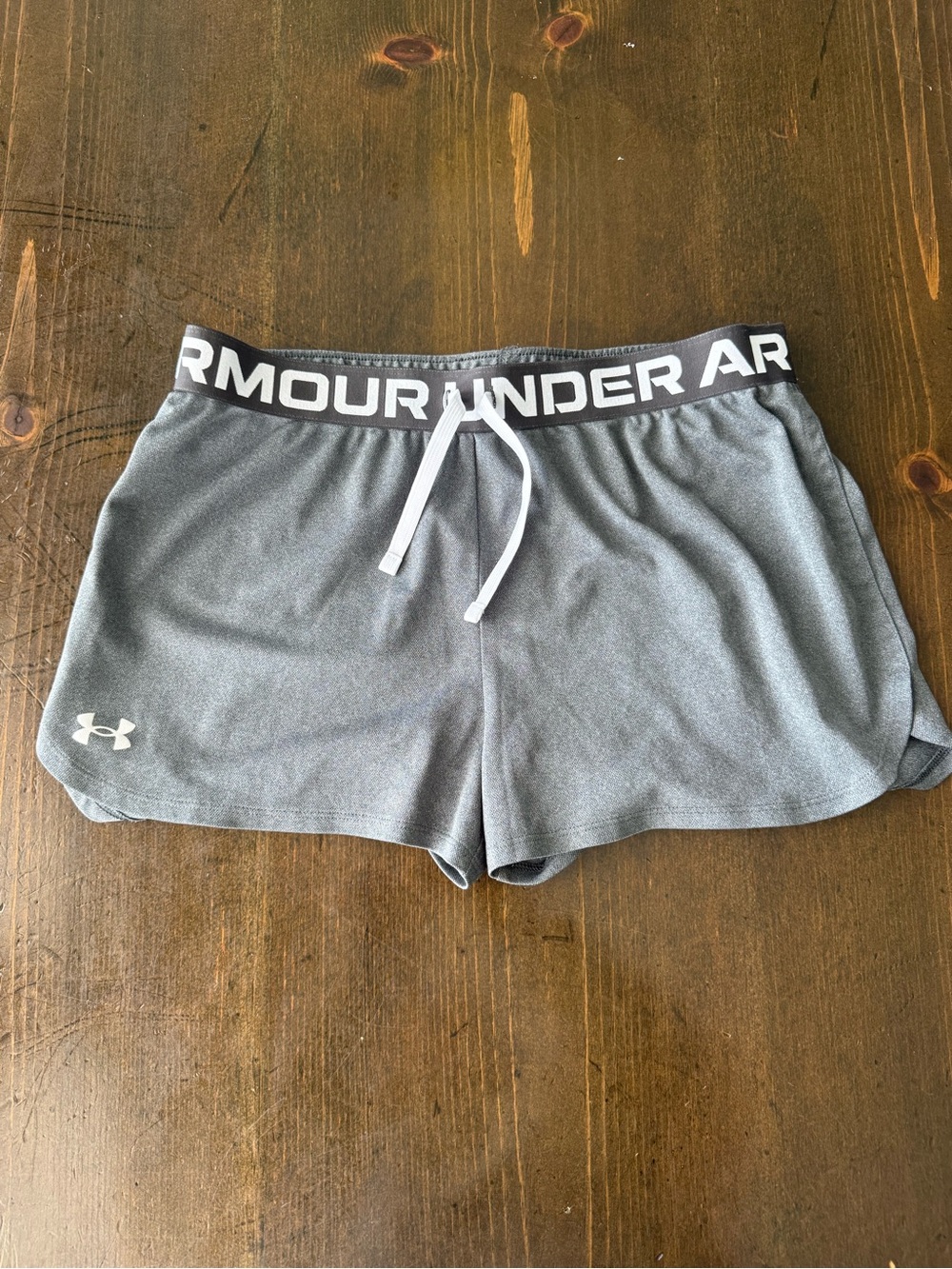 Under Armour Gray Athletic Drawstring Shorts with Logo Waistband